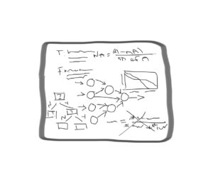 A whiteboard during a machine learning interview.